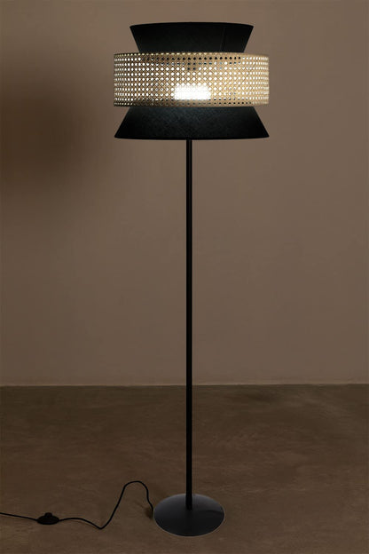 Rattan Cane Webbing Floor Lamp Bamboo Floor Lamp Cane Floor Lamp (Cone Shaped) -Abriana by Akway - Lighting > Floor Lamps