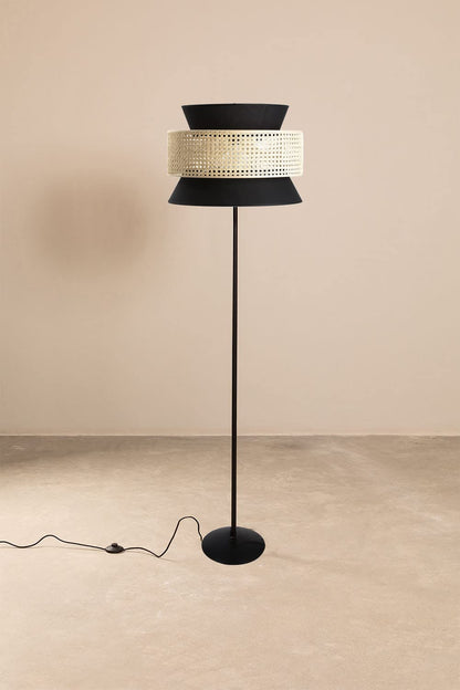 Rattan Cane Webbing Floor Lamp Bamboo Floor Lamp Cane Floor Lamp (Cone Shaped) -Abriana by Akway - Lighting > Floor Lamps