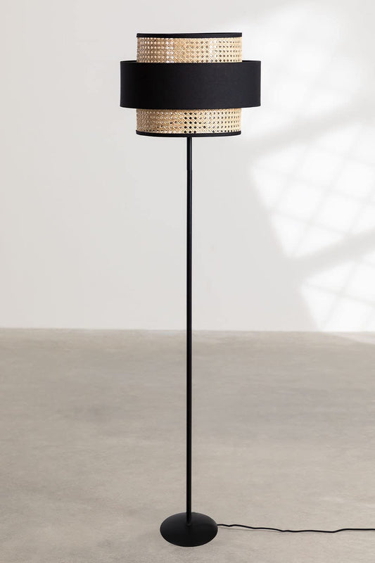Rattan Cane Webbing Floor Lamp Bamboo Floor Lamp Cane Floor Lamp Standing Lamp Wooden Standing lamp -Avita by Akway - Ligh...