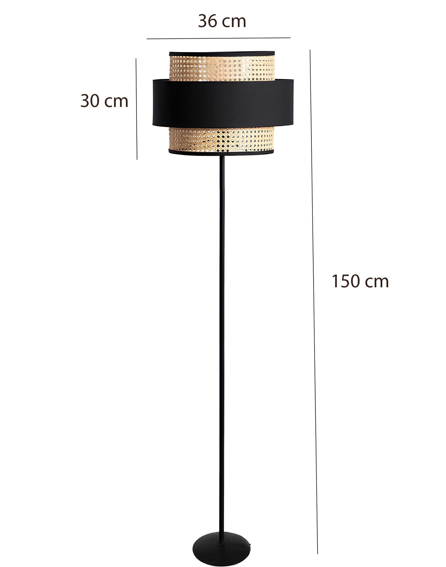 Rattan Cane Webbing Floor Lamp Bamboo Floor Lamp Cane Floor Lamp Standing Lamp Wooden Standing lamp -Avita by Akway - Ligh...