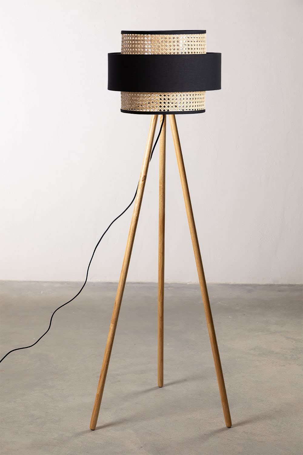 Rattan Cane Webbing Floor Lamp Bamboo Floor Lamp Cane Floor Lamp Wooden Standing lamp -Anelisa by Akway - Lighting > Floor...