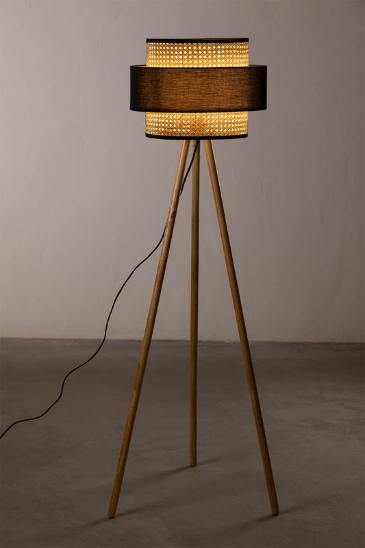 Rattan Cane Webbing Floor Lamp Bamboo Floor Lamp Cane Floor Lamp Wooden Standing lamp -Anelisa by Akway - Lighting > Floor...