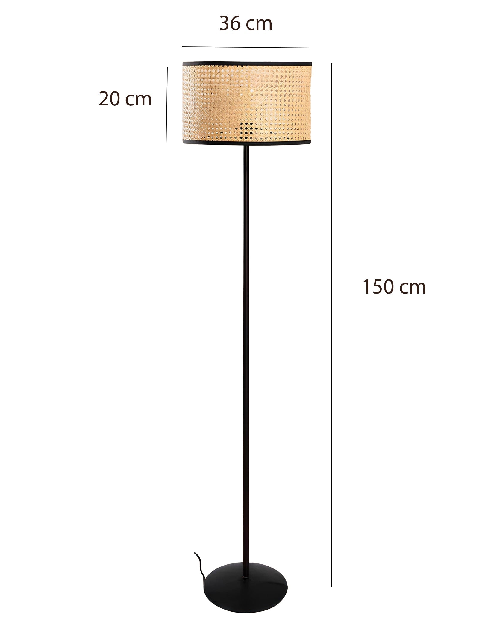 Rattan Cane Webbing Floor Lamp Bamboo Floor Lamp Cane Floor Lamp-Astrid by Akway - Lighting > Floor Lamps