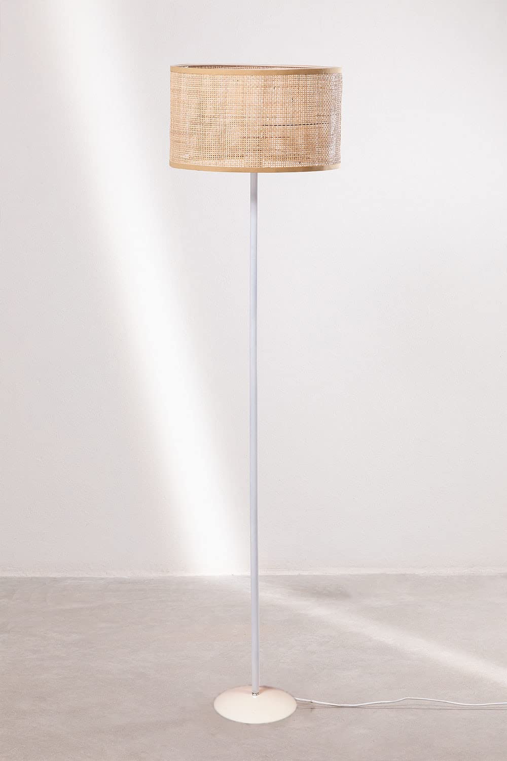 AKWAY Rattan Cane Webbing Floor Lamp Bamboo Floor Lamp for Living Room Cane Floor Lamp Standing Lamp Wooden Standing lamp...