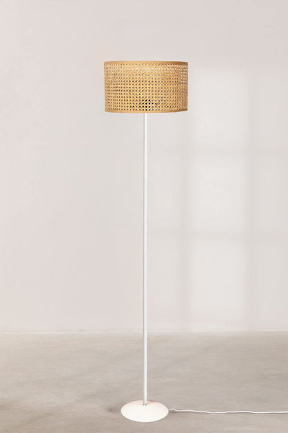 AKWAY Rattan Cane Webbing Floor Lamp Bamboo Floor Lamp Cane Floor Lamp Standing Lamp Wooden Standing lamp for Living Room...
