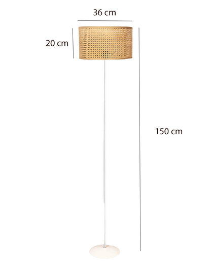 AKWAY Rattan Cane Webbing Floor Lamp Bamboo Floor Lamp Cane Floor Lamp Standing Lamp Wooden Standing lamp for Living Room...