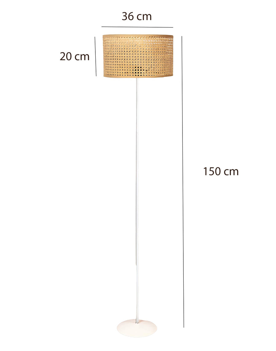 AKWAY Rattan Cane Webbing Floor Lamp Bamboo Floor Lamp Cane Floor Lamp Standing Lamp Wooden Standing lamp for Living Room...