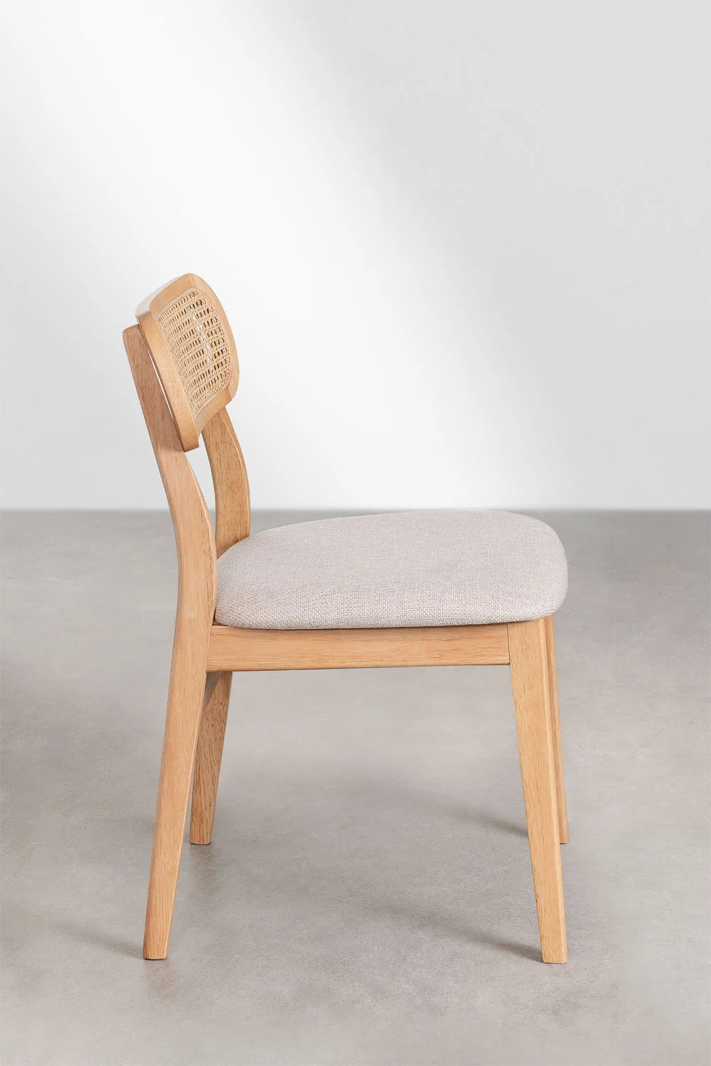 Rattan Dining Chair Teak Wood Finish | Woven Chair For Study Teak Wood Finish | Cane chair for Dining - Leivel by Akway