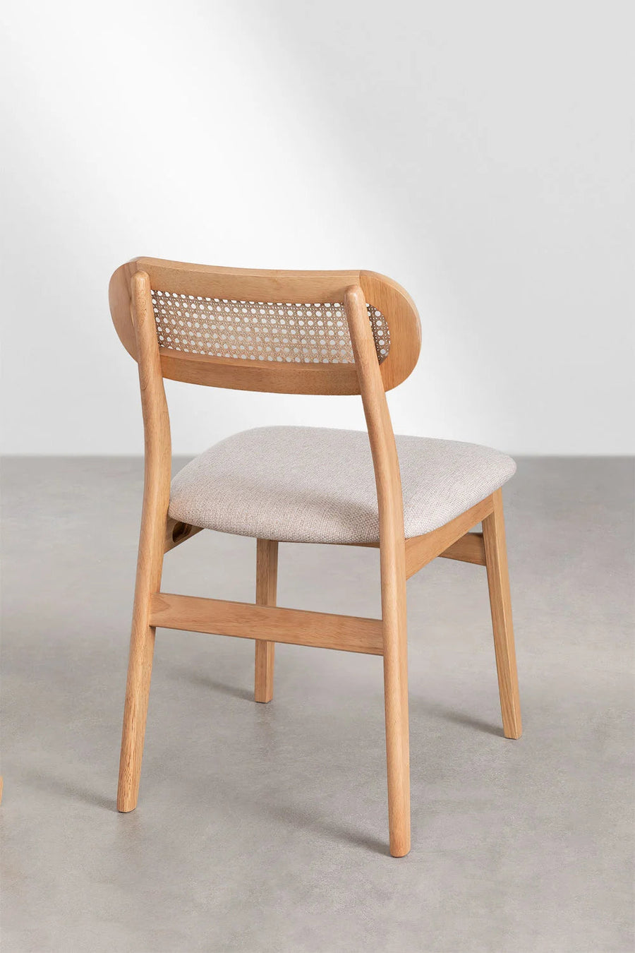 Rattan Dining Chair Teak Wood Finish | Woven Chair For Study Teak Wood Finish | Cane chair for Dining - Leivel by Akway