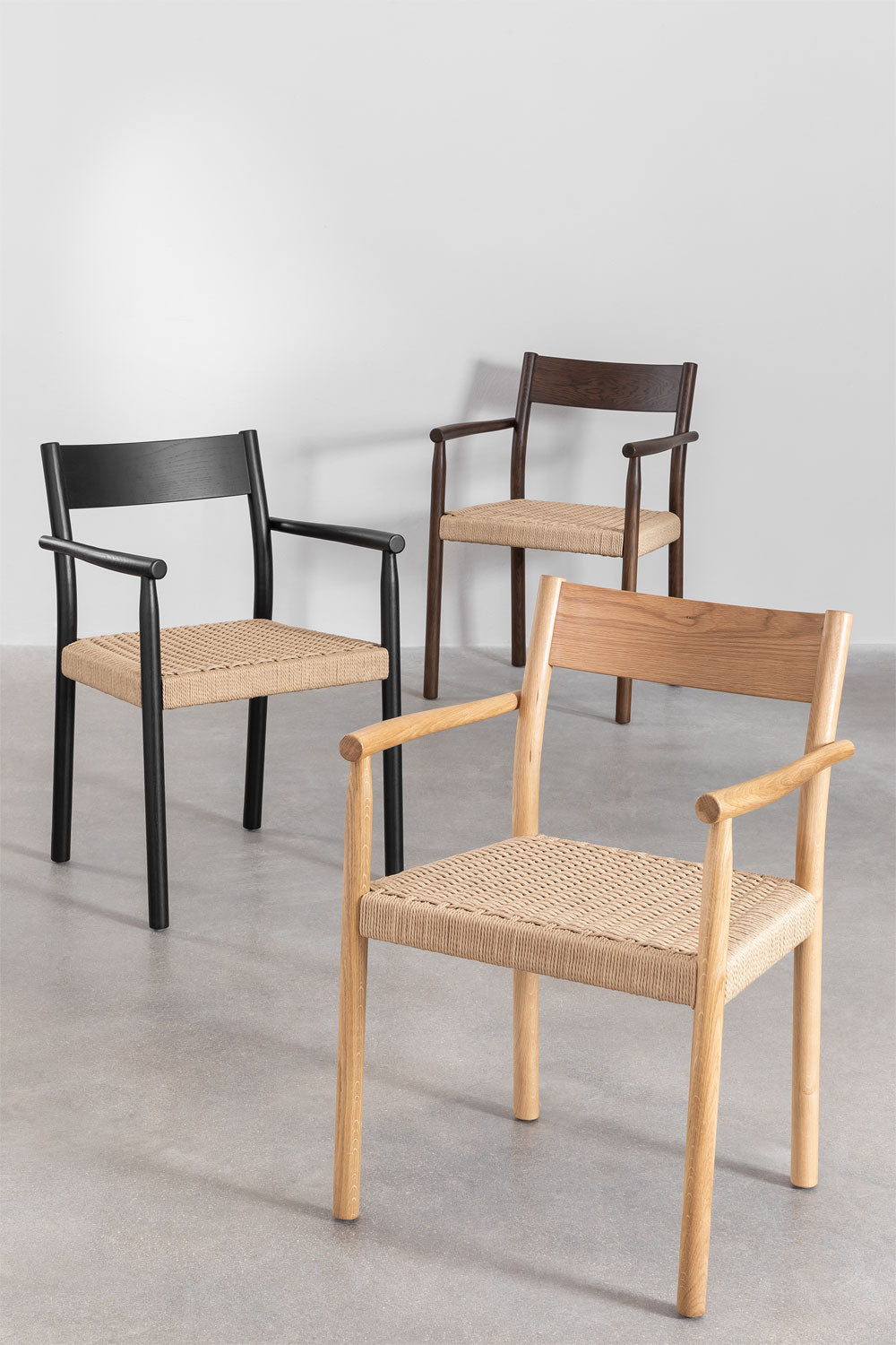 Rattan Dining Chair Teak Wood Finish | Woven Garden Chair For Study Teak Wood Finish | Cane Dining chair - Amber by Akway