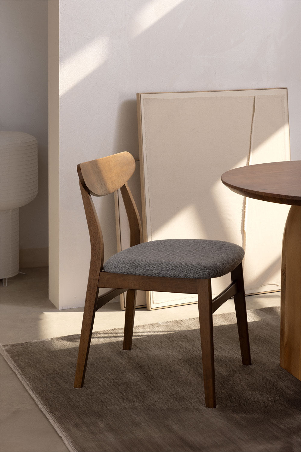 Rattan Dining Chair Teak Wood Finish | Woven Garden Chair For Study Teak Wood Finish | Cane Dining chair - Cloda by Akway