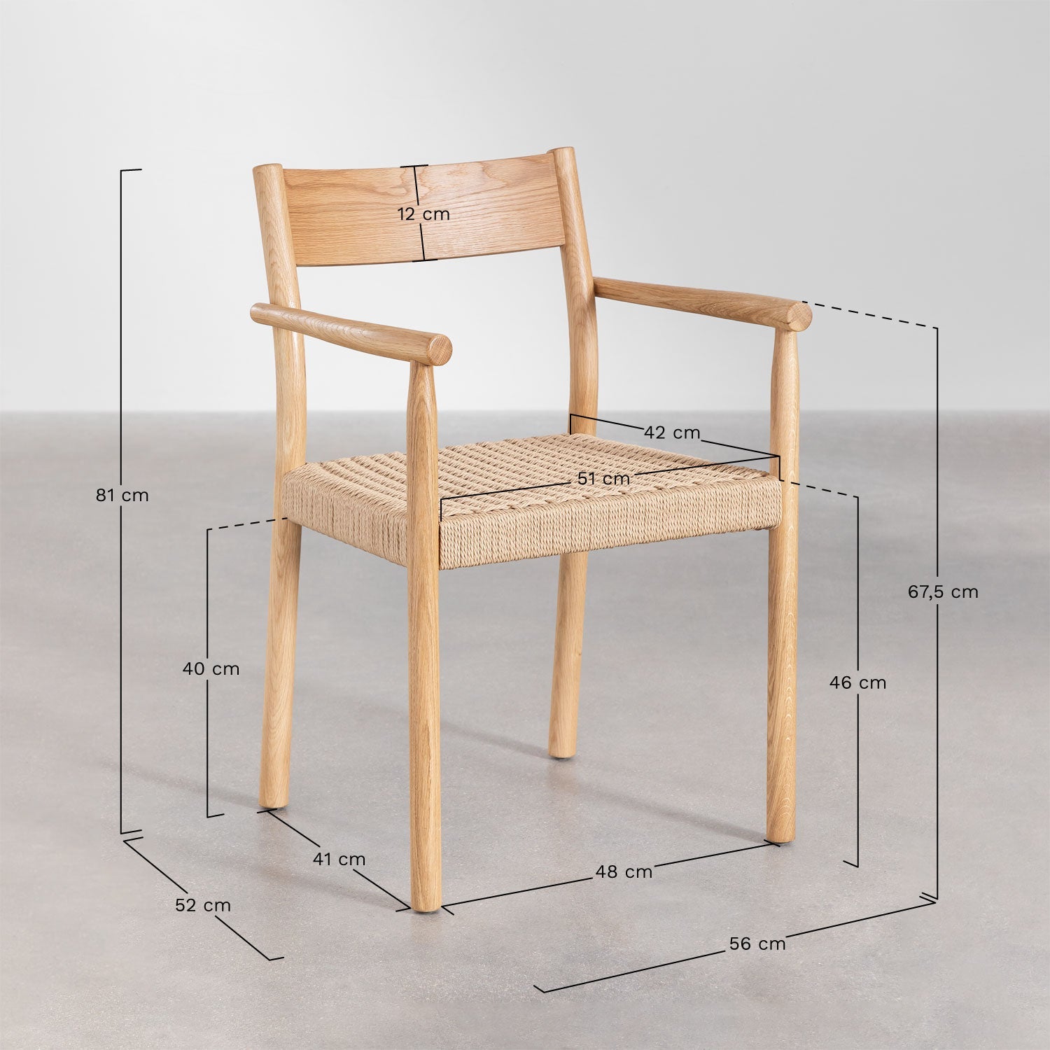 Rattan Dining Chair Teak Wood Finish | Woven Garden Chair For Study Teak Wood Finish | Cane Dining chair - Amber by Akway