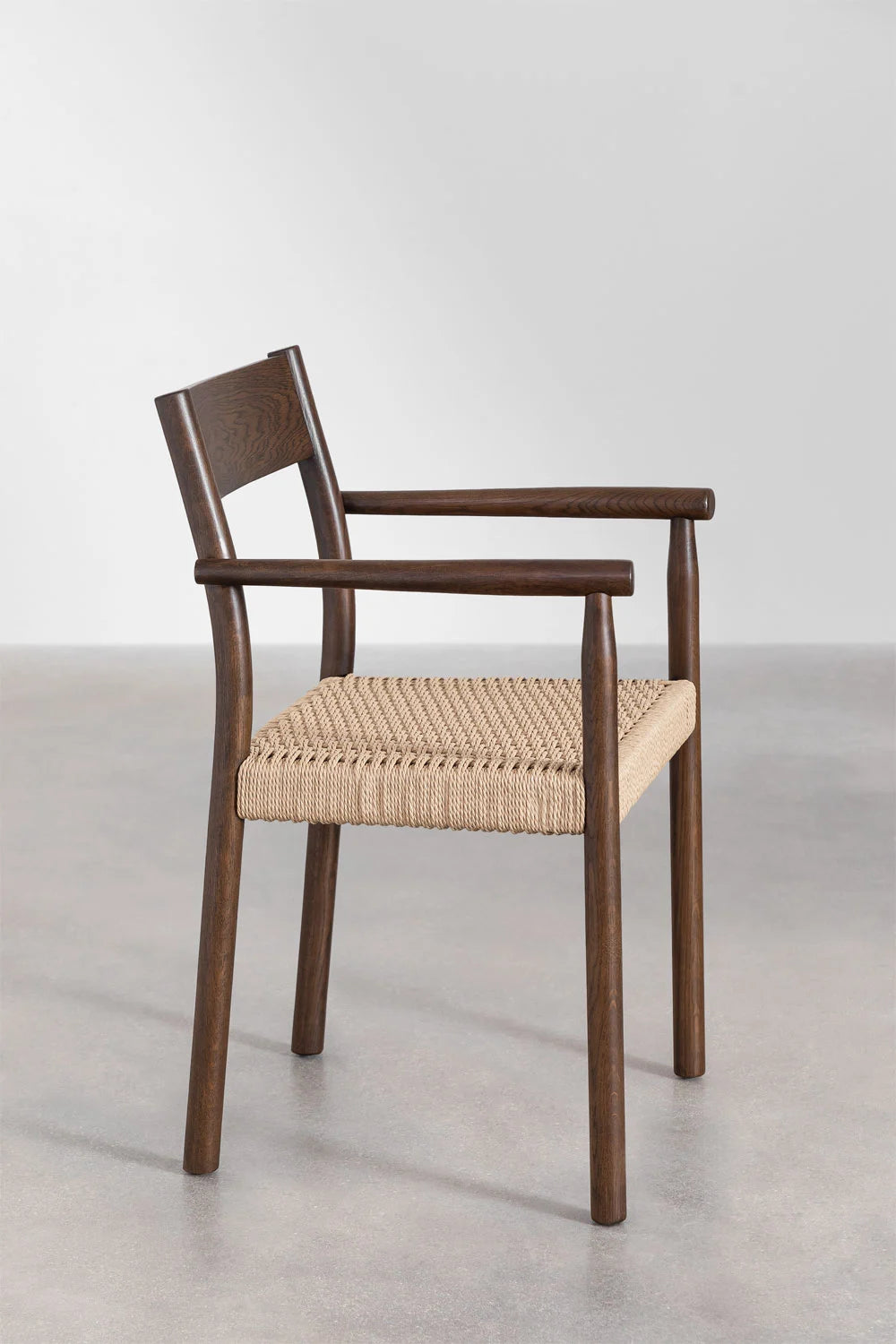 Rattan Dining Chair Teak Wood Finish | Woven Garden Chair For Study Teak Wood Finish | Cane Dining chair - Amber by Akway