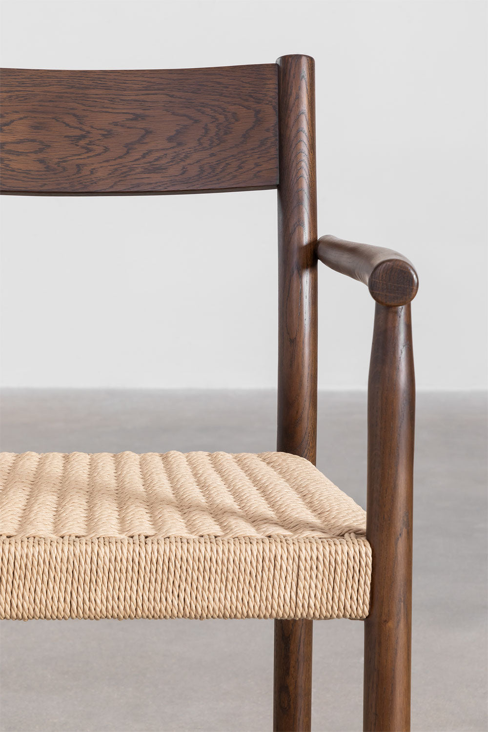Rattan Dining Chair Teak Wood Finish | Woven Garden Chair For Study Teak Wood Finish | Cane Dining chair - Amber by Akway