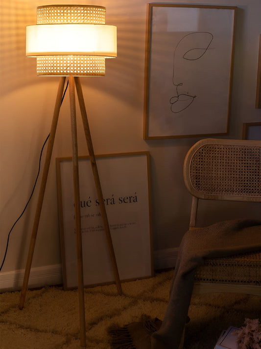 Rattan Floor Lamp | Bamboo Floor Lamp | Cane Floor Lamp - Lavanya by Akway - Lighting > Floor Lamps