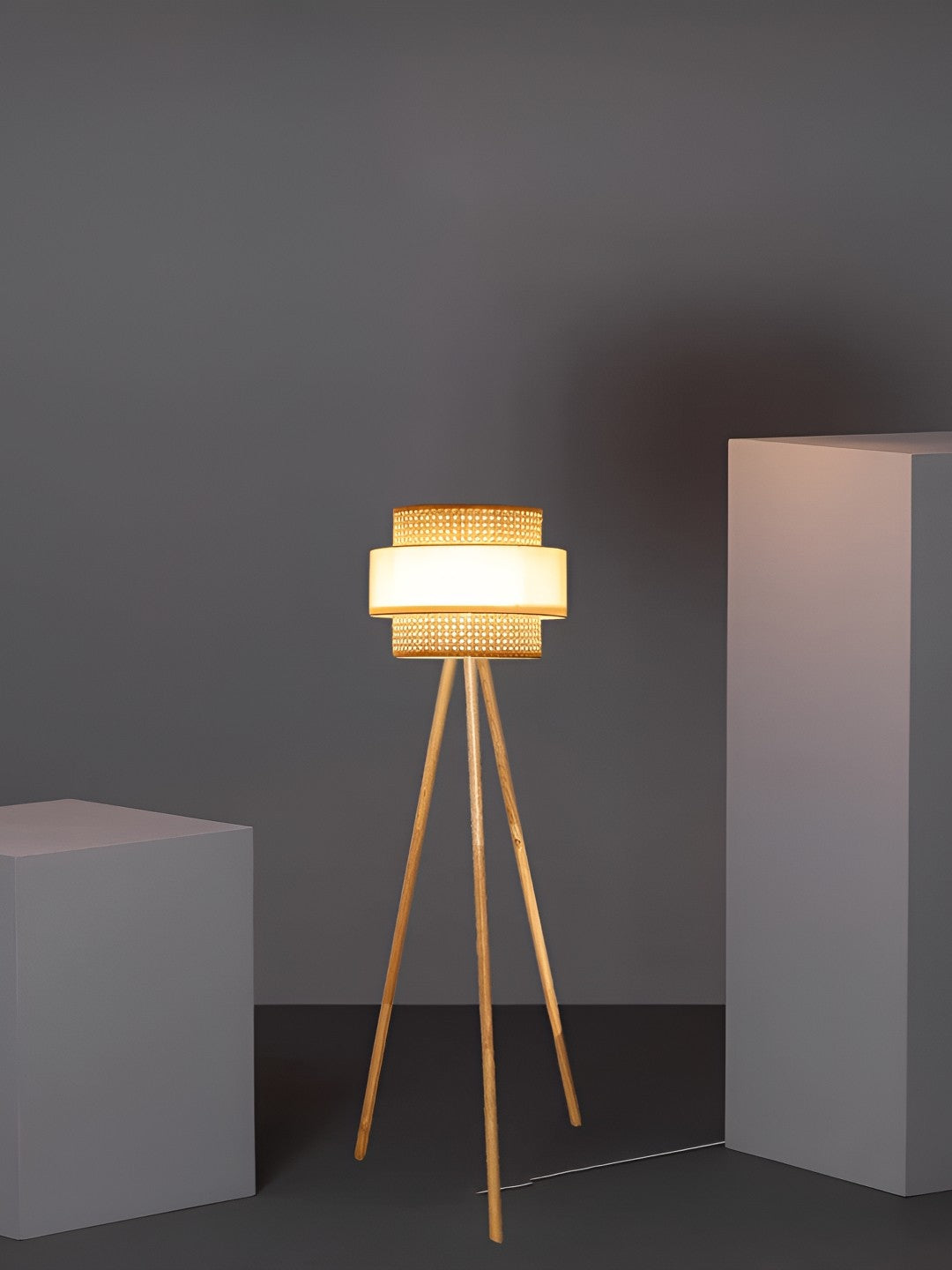 Rattan Floor Lamp | Bamboo Floor Lamp | Cane Floor Lamp - Lavanya by Akway - Lighting > Floor Lamps
