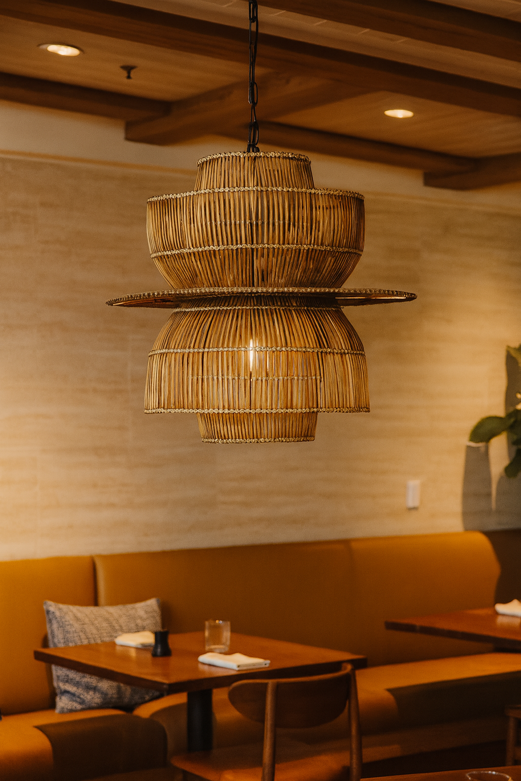 Rattan Hanging lamp for Living Room | Cane Pendant light | Wicker ceiling light - Riab by Akway - Image 6