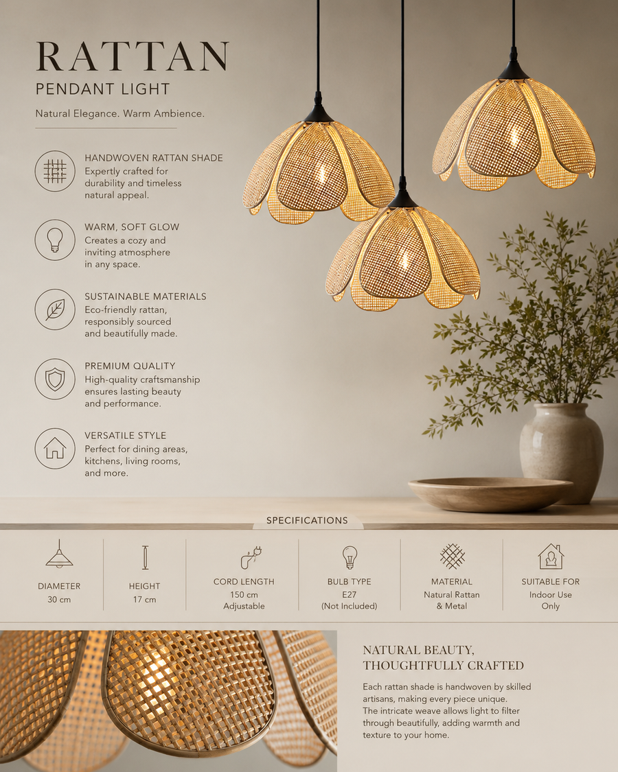 Rattan Hanging  Light for Living Room - ROGAN