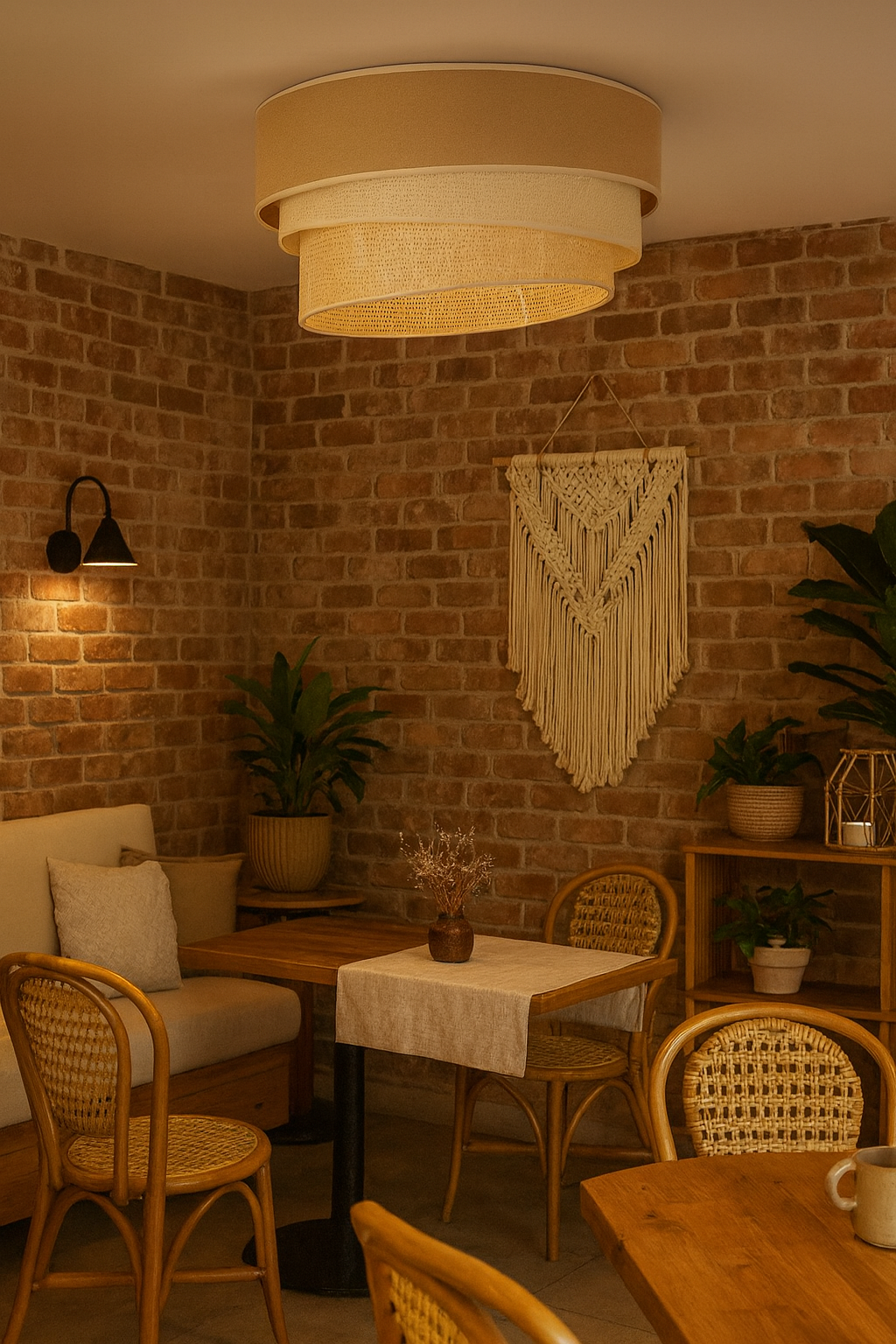 Jute Ceiling Flush Mount Lamp for Living Room | Jute Pendant light | Jute ceiling light - Rulkia by Akway - Image 4