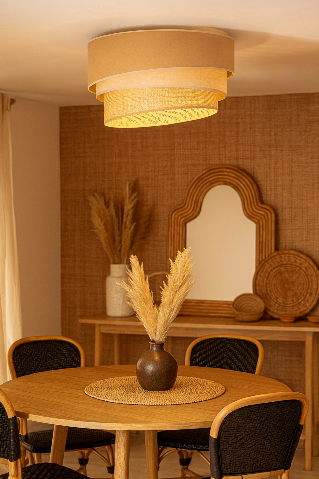 Jute Ceiling Flush Mount Lamp for Living Room | Jute Pendant light | Jute ceiling light - Rulkia by Akway - Image 6