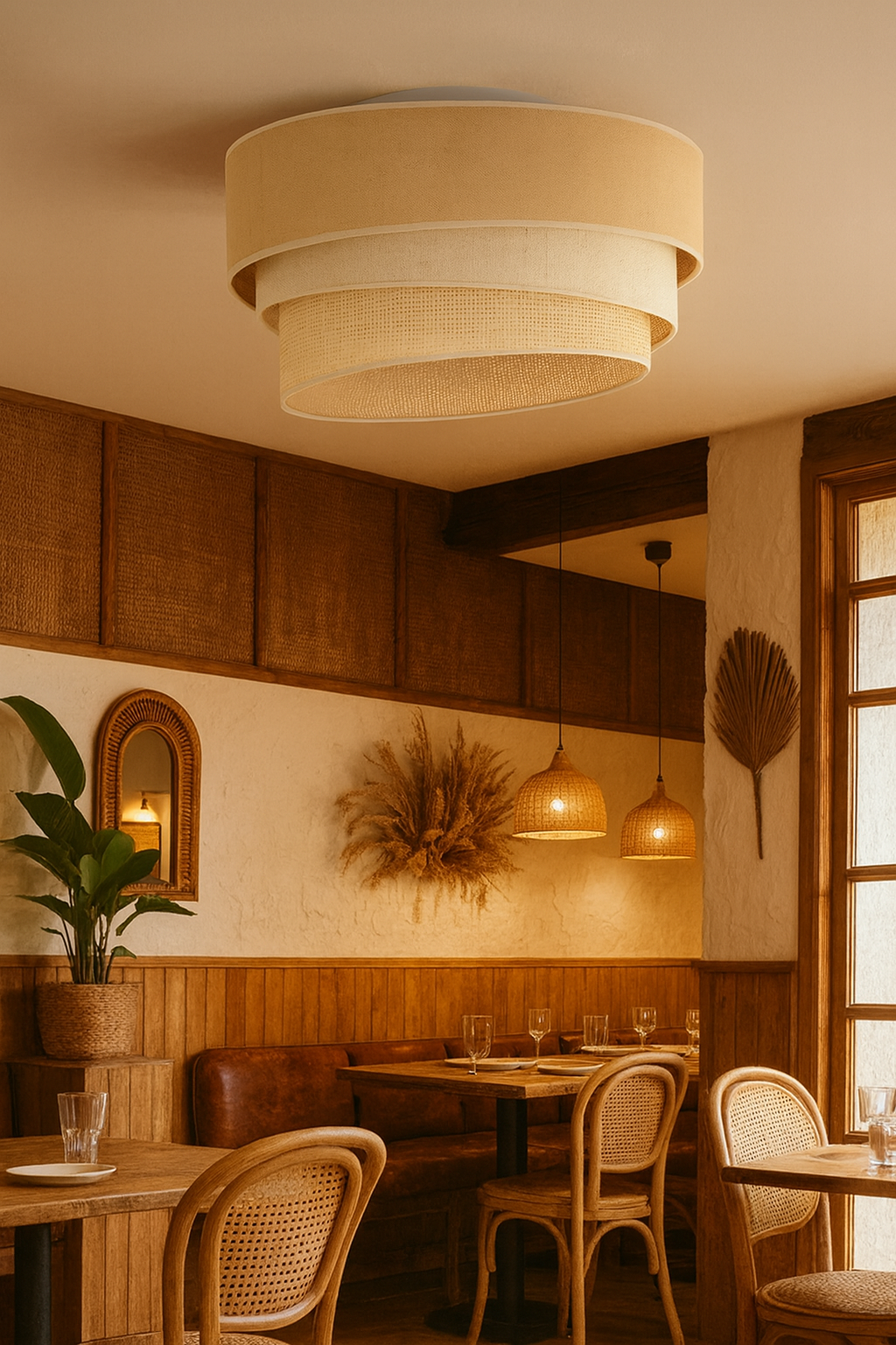 Jute Ceiling Flush Mount Lamp for Living Room | Jute Pendant light | Jute ceiling light - Rulkia by Akway - Image 8