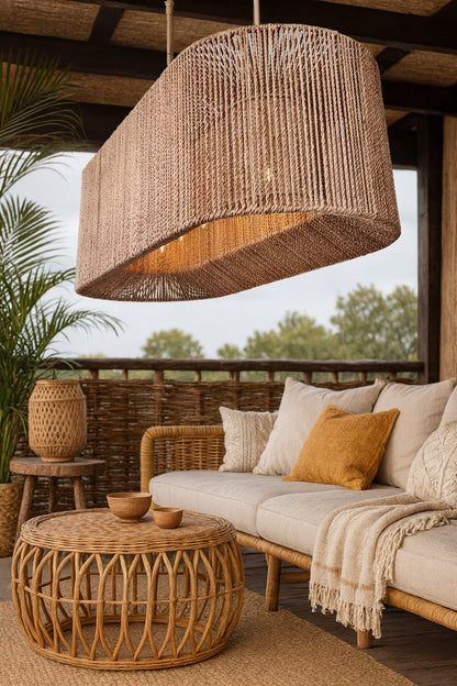 Rattan Hanging lamp for Living Room | Cane Pendant light | Wicker ceiling light - Saud by Akway - Image 5