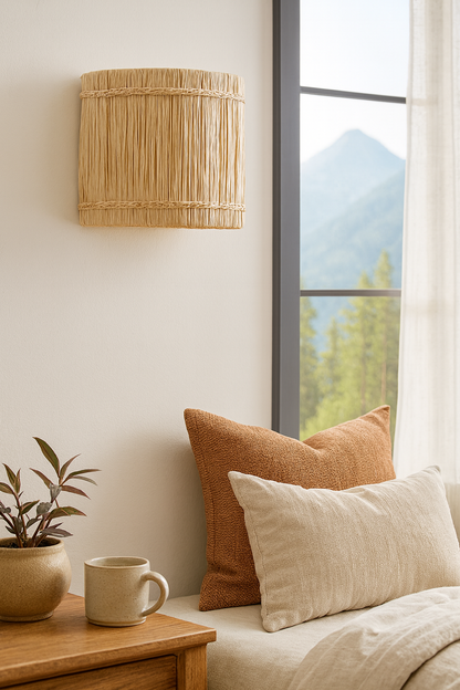 Bamboo Wall lamps For Living Room | Rattan Wall scones | Wicker Wall Lamps | Cane Wall Scones - Shanaya by Akway - Image 5