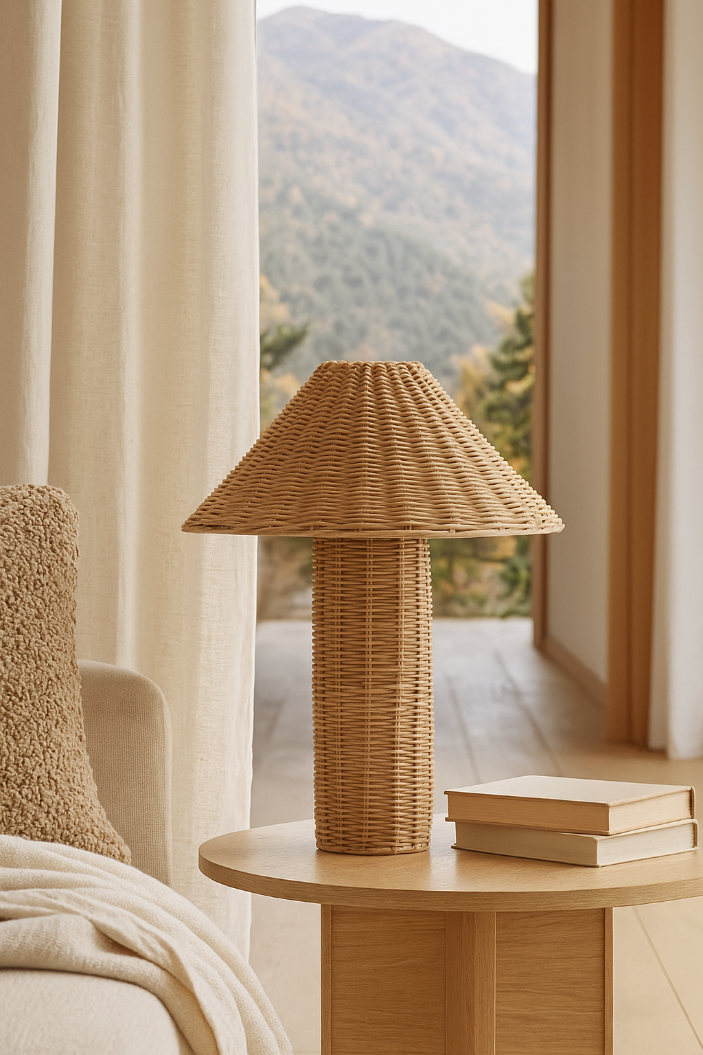Rattan Table lamp for Living room | Bamboo Bedside table lamp | Cane Table lamp -Shrishti