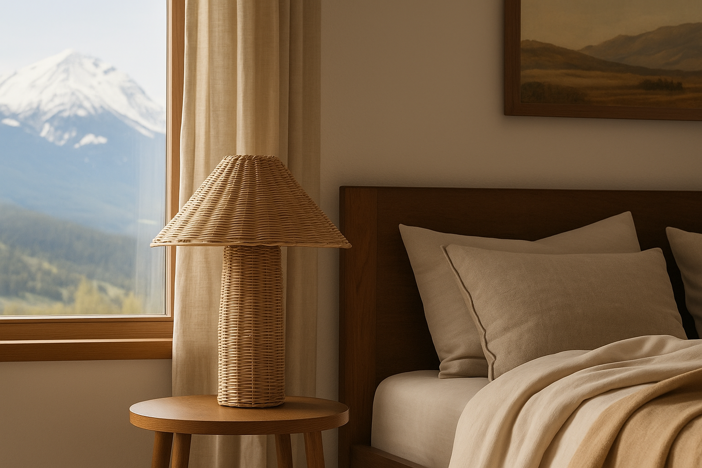 Rattan Table lamp for Living room | Bamboo Bedside table lamp | Cane Table lamp -Shrishti