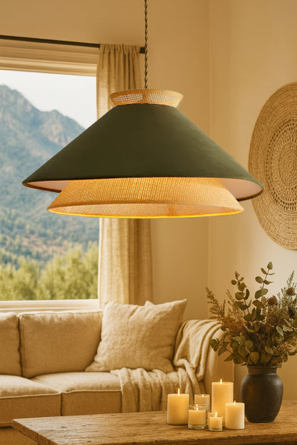 Rattan Hanging lamp for Living Room | Cane Pendant light | Wicker ceiling light - Simbaa by Akway - Image 3