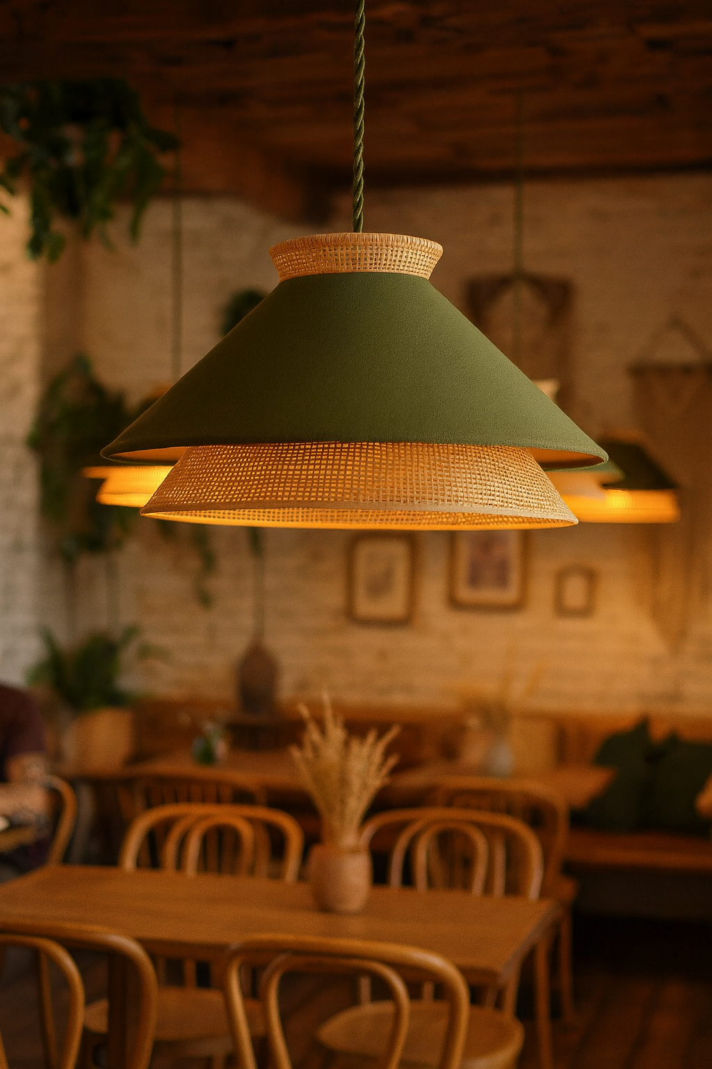 Rattan Hanging lamp for Living Room | Cane Pendant light | Wicker ceiling light - Simbaa by Akway - Image 4