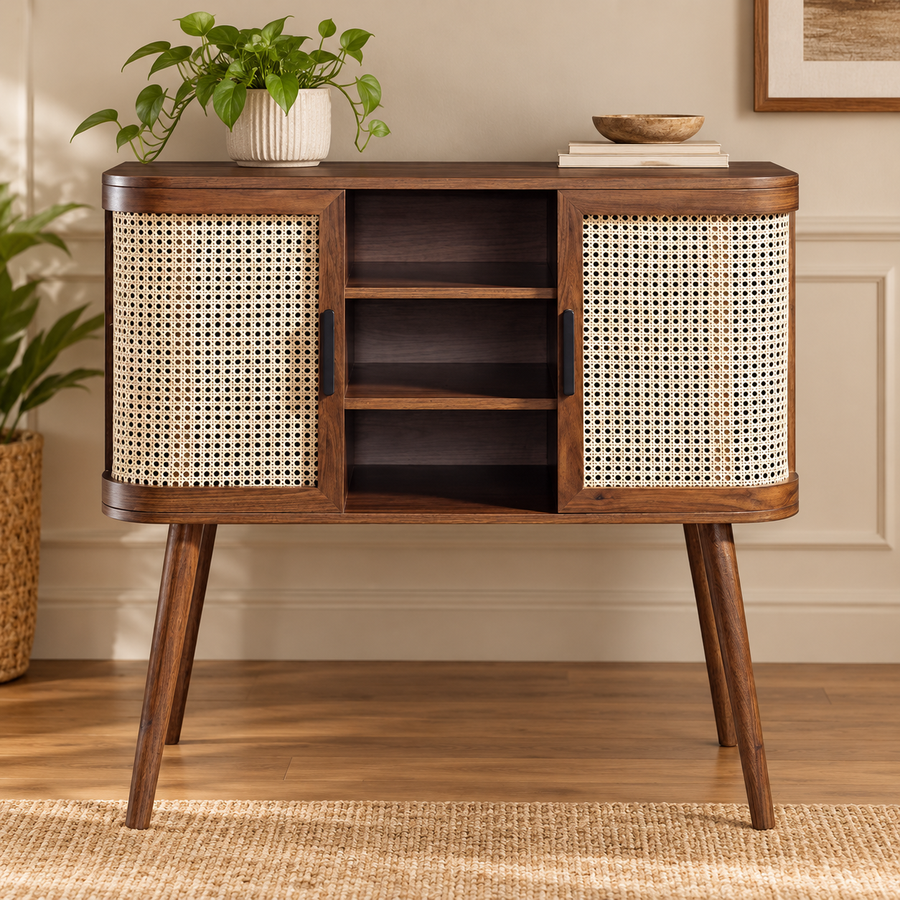 Mango Wooden Buffet Sideboard | Rattan Buffet Sideboard - Siyal by Akway - Furniture > Sideboards
