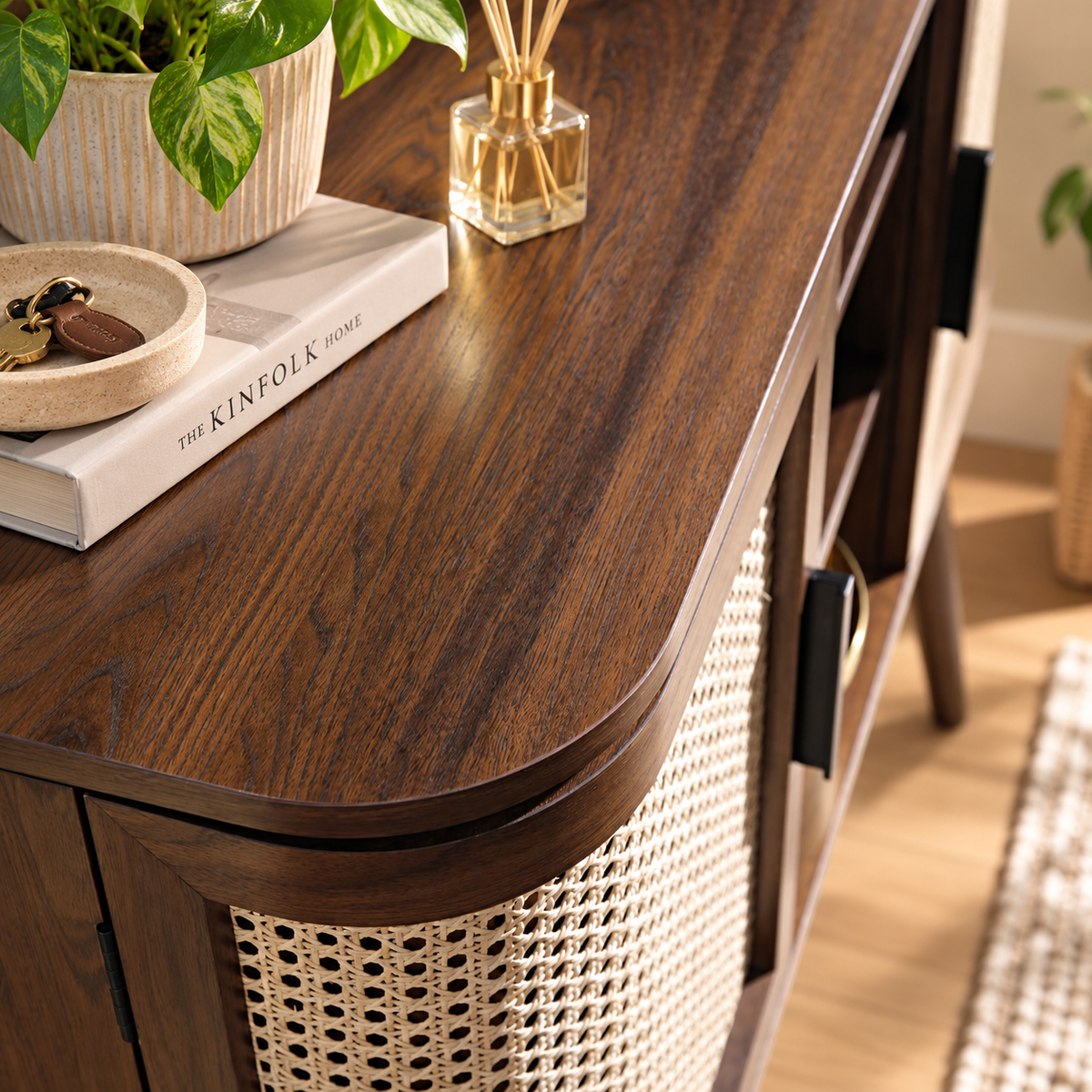 Mango Wooden Buffet Sideboard | Rattan Buffet Sideboard - Siyal by Akway - Furniture > Sideboards