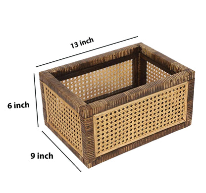 Akway Rattan cane webbing Storage basket | Wicker basket for storage organizer | Kauna Grass storage basket For Home | Kit...