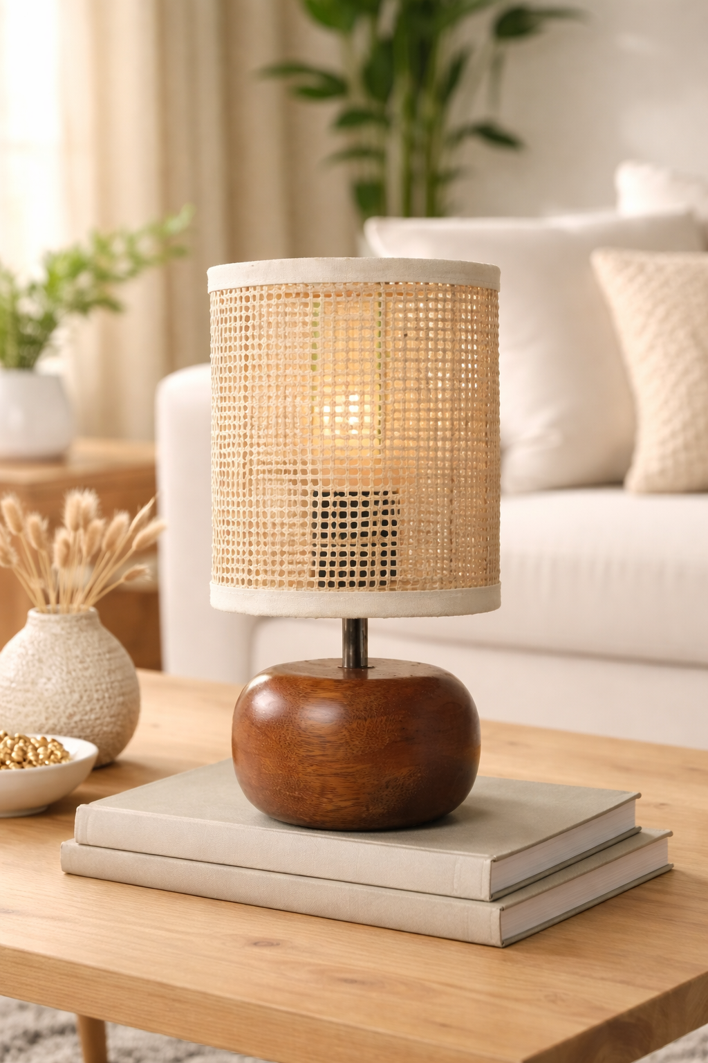 Rattan Table Lamp for Living Room | Handmade Table Lamp - Guinevere by Akway - Lighting > Table Lamps