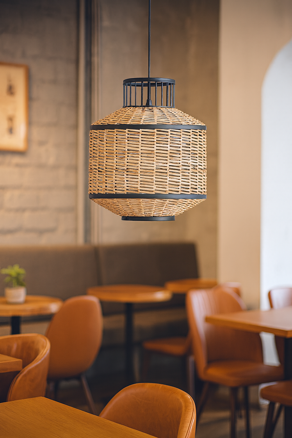 Bamboo Hanging lamp for Living Room | Rattan Pendant light | Cane ceiling light - Taksh