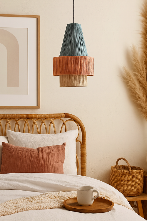 Raffia Hanging Light for Dining Room | Natural Pendant Lamp - Tanya