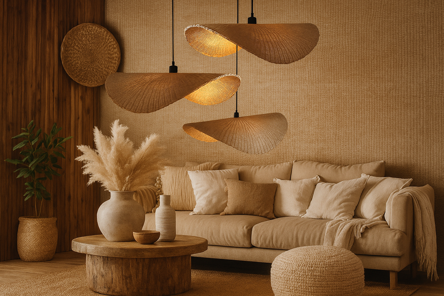 Rattan Hanging Light for Living Room - Shanaya by Akway
