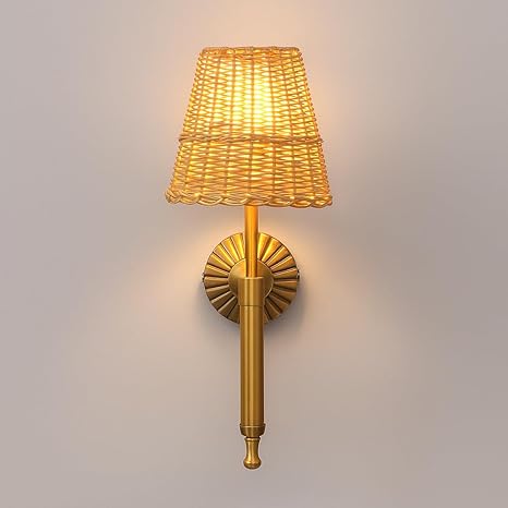 Rattan Wall Lamp For Living Room | Bamboo Wall Scone - Hema by Akway
