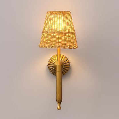 Rattan Wall Lamp For Living Room | Bamboo Wall Scone - Hema by Akway