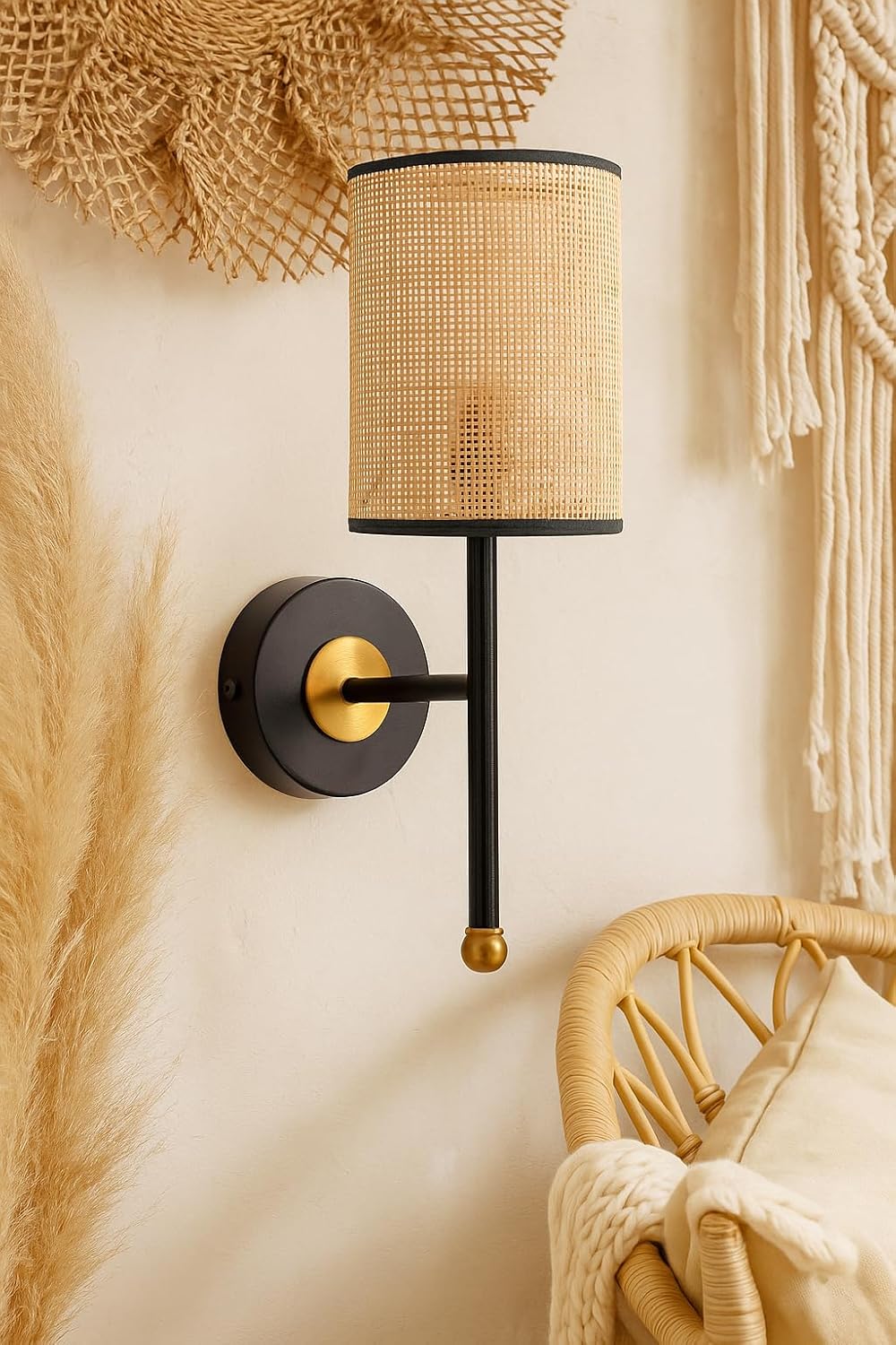 Rattan Wall Light For Living Room | Bamboo Wall Lamp - Aarna by Akway