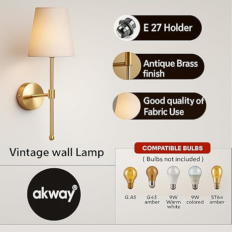 Vintage Wall Lamp For Living Room | Modern Wall Lamp - Ekanta by Akway