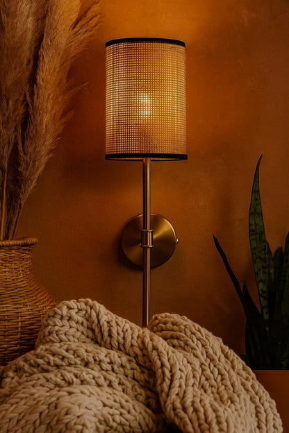 Cane Wall Light For Living Room | Bamboo Wall Lamp - Anika by Akway