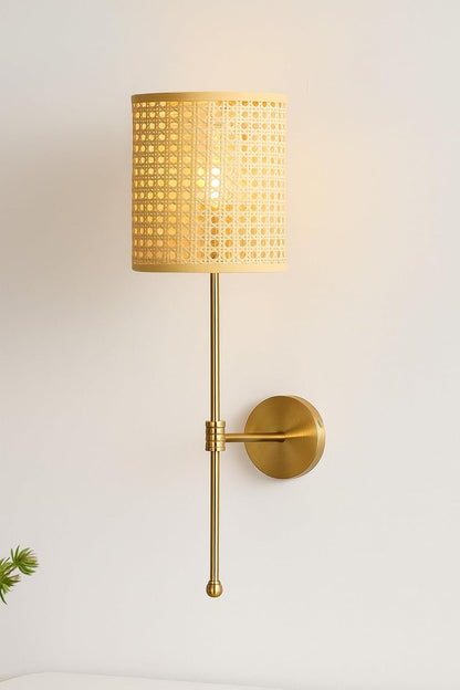 Rattan Wall Lamp For Living Room | Bamboo Wall Scone - Charvi by Akway