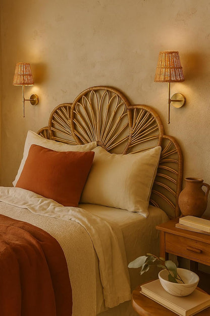 Bamboo Wall Light For Living Room | Rattan Wall Lamp - Inaya by Akway