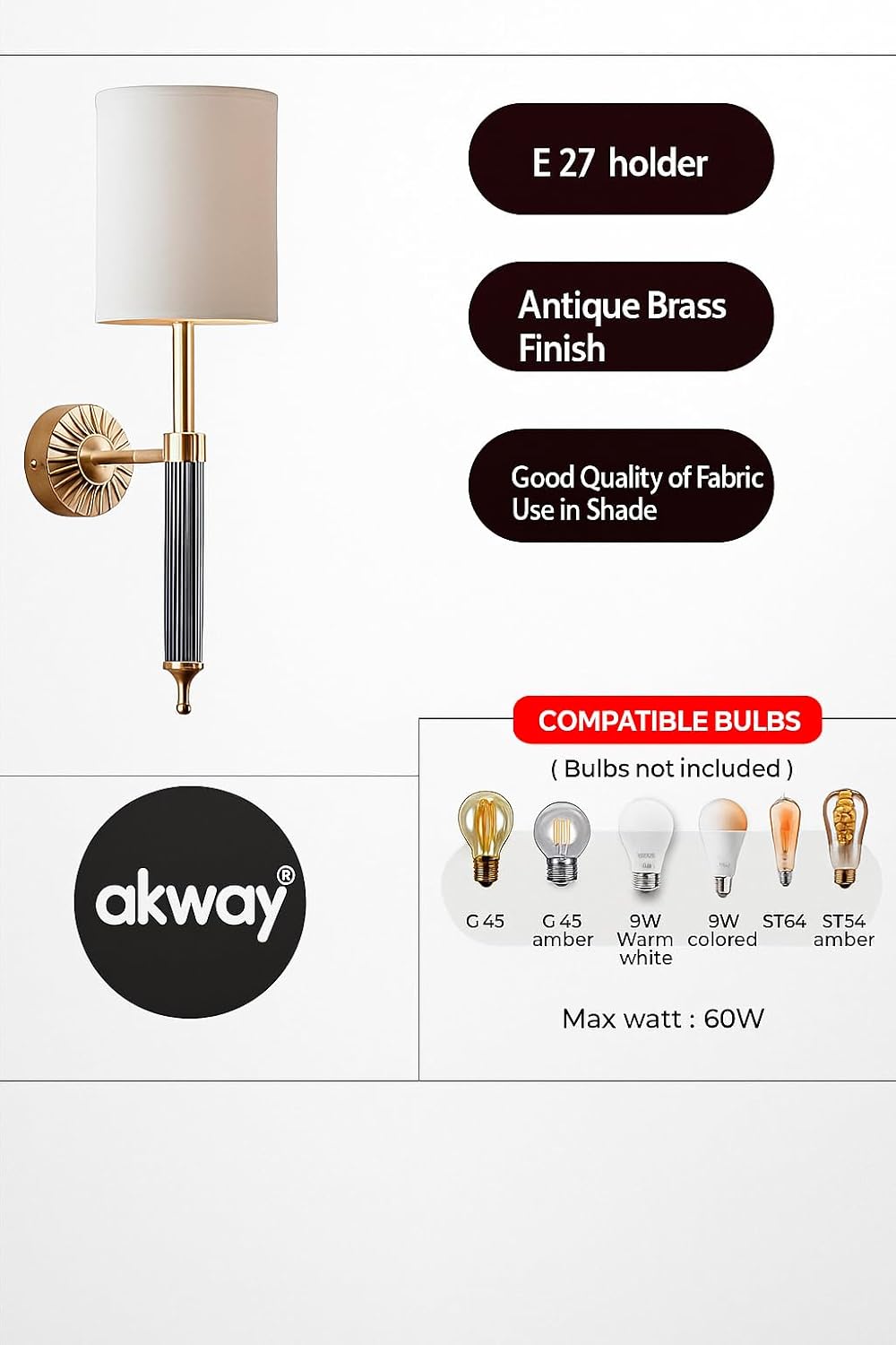 Modern Wall Light For Living Room | Industrial Wall Light - Nikita by Akway