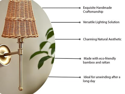 Rattan Wall Lamp For Living Room | Cane Wall Lamp - Janya by Akway