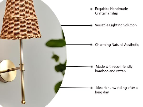Bamboo Wall Lamp For Living Room | Rattan Wall Light - Krisha by Akway