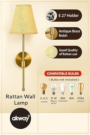 Bamboo Wall Lamp For Living Room | Rattan Wall Light - Kensley by Akway