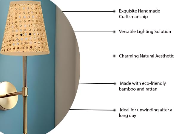 Bamboo Wall Lamp For Living Room | Cane Wall Light - Janaki by Akway